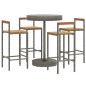 Set Bar Giardino 5pz Grigio Polyrattan e Legno Massello Acacia Set Bar Giardino 5pz Grigio Polyrattan e Legno Massello Acacia