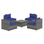 Set Divani da Giardino 5 pz con Cuscini in Polyrattan Grigio Set Divani da Giardino 5 pz con Cuscini in Polyrattan Grigio