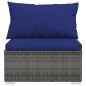 Set Divani da Giardino 5 pz con Cuscini in Polyrattan Grigio Set Divani da Giardino 5 pz con Cuscini in Polyrattan Grigio