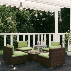 Set Divani da Giardino 5 pz con Cuscini in Polyrattan Marrone