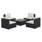 Set Divani da Giardino 5 pz con Cuscini in Polyrattan Nero Set Divani da Giardino 5 pz con Cuscini in Polyrattan Nero