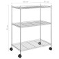 Scaffale a 3 Livelli con Ruote 60x35x81 cm Cromato 150 kg Scaffale a 3 Livelli con Ruote 60x35x81 cm Cromato 150 kg