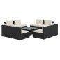 vidaXL Set Divani da Giardino 9 pz con Cuscini in Polyrattan Nero vidaXL Set Divani da Giardino 9 pz con Cuscini in Polyrattan Nero