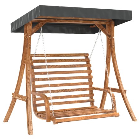 vidaXL Panca a Dondolo con Tetto Massello di Abete Finitura in Teak