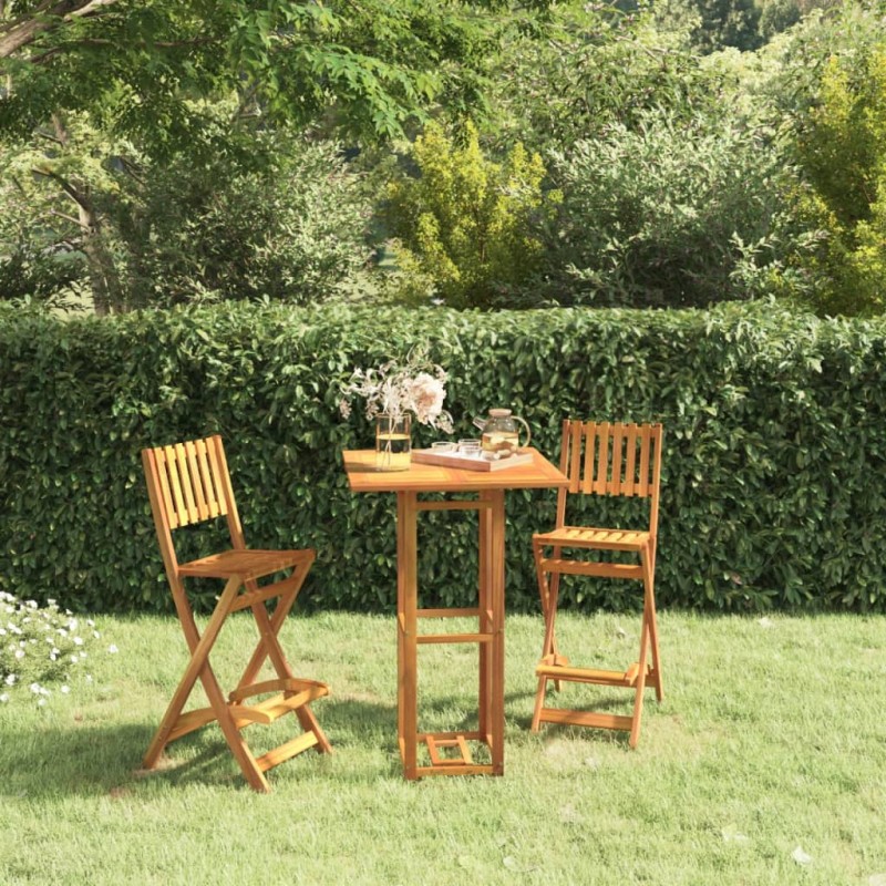 vidaXL Set da Bar per Esterni 3 pz in Legno Massello di Acacia vidaXL Set da Bar per Esterni 3 pz in Legno Massello di Acacia