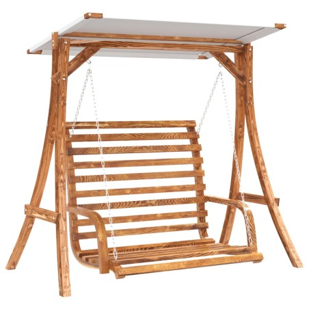 vidaXL Panca a Dondolo con Tetto Massello di Abete Finitura in Teak