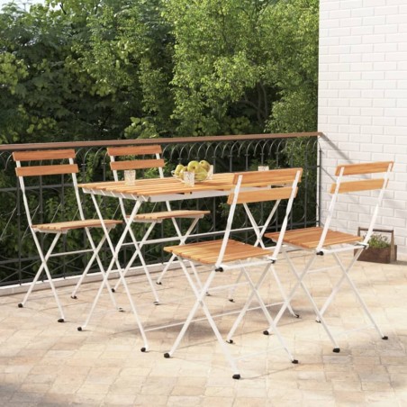 vidaXL Set Bistrò Pieghevole 5pz in Legno Massello di Acacia e Acciaio