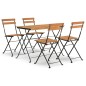 vidaXL Set Bistrò Pieghevole 5pz in Legno Massello di Acacia e Acciaio vidaXL Set Bistrò Pieghevole 5pz in Legno Massello di Acacia e Acciaio