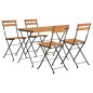vidaXL Set Bistrò Pieghevole 5pz in Legno Massello di Acacia e Acciaio vidaXL Set Bistrò Pieghevole 5pz in Legno Massello di Acacia e Acciaio