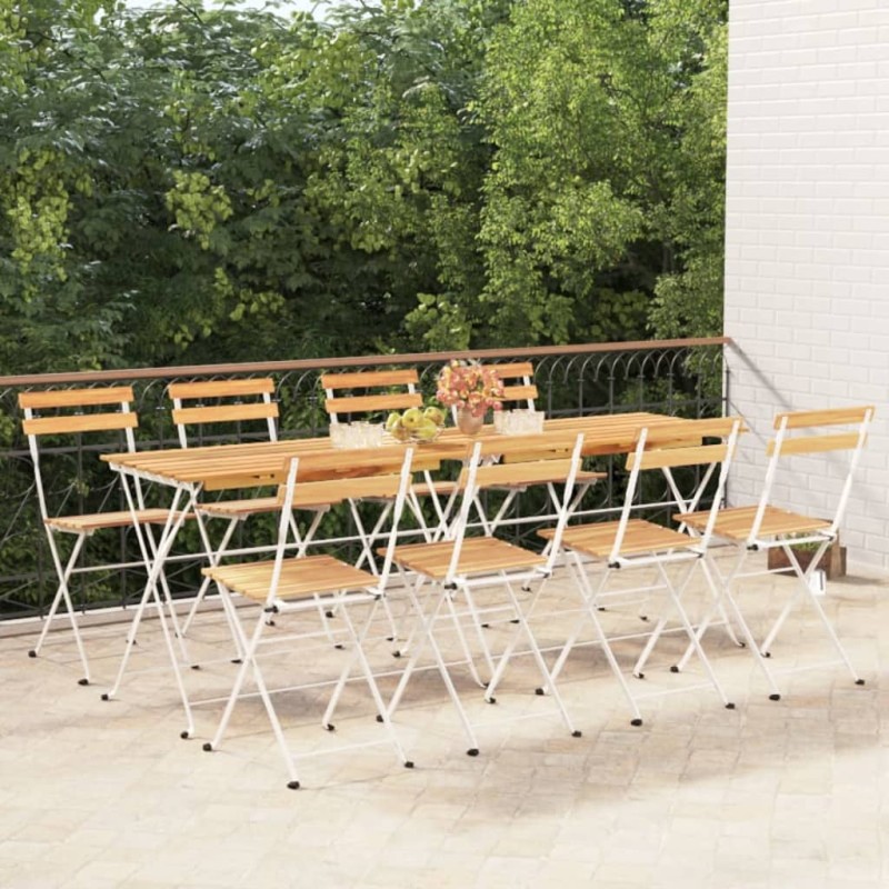 vidaXL Sedie Pieghevoli da Bistrò 8 pz Legno Massello Acacia e Acciaio vidaXL Sedie Pieghevoli da Bistrò 8 pz Legno Massello Acacia e Acciaio