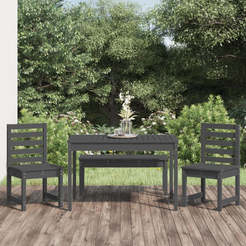 vidaXL Set da Pranzo per Giardino 4pz Grigio in Legno Massello di Pino vidaXL Set da Pranzo per Giardino 4pz Grigio in Legno Massello di Pino