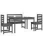 Set da Pranzo per Giardino 4pz Grigio in Legno Massello di Pino Set da Pranzo per Giardino 4pz Grigio in Legno Massello di Pino