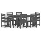 Set da Pranzo per Giardino 7pz Grigio in Legno Massello di Pino Set da Pranzo per Giardino 7pz Grigio in Legno Massello di Pino