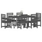 Set da Pranzo per Giardino 7pz Grigio in Legno Massello di Pino Set da Pranzo per Giardino 7pz Grigio in Legno Massello di Pino