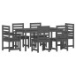 Set da Pranzo per Giardino 7pz Grigio in Legno Massello di Pino Set da Pranzo per Giardino 7pz Grigio in Legno Massello di Pino
