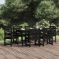 Set da Pranzo per Giardino 7pz Nero in Legno Massello di Pino Set da Pranzo per Giardino 7pz Nero in Legno Massello di Pino