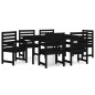 Set da Pranzo per Giardino 7pz Nero in Legno Massello di Pino Set da Pranzo per Giardino 7pz Nero in Legno Massello di Pino