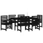 Set da Pranzo per Giardino 7pz Nero in Legno Massello di Pino Set da Pranzo per Giardino 7pz Nero in Legno Massello di Pino
