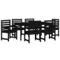 Set da Pranzo per Giardino 7pz Nero in Legno Massello di Pino Set da Pranzo per Giardino 7pz Nero in Legno Massello di Pino