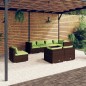 Set Divani da Giardino 8 pz con Cuscini in Polyrattan Marrone Set Divani da Giardino 8 pz con Cuscini in Polyrattan Marrone