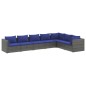 vidaXL Set Divani da Giardino 7 pz con Cuscini in Polyrattan Grigio vidaXL Set Divani da Giardino 7 pz con Cuscini in Polyrattan Grigio