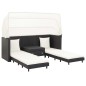 vidaXL Divano Letto a 3 Posti Estendibile con Tetto Polyrattan Nero vidaXL Divano Letto a 3 Posti Estendibile con Tetto Polyrattan Nero