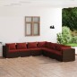 Set Divani da Giardino 7 pz con Cuscini in Polyrattan Marrone Set Divani da Giardino 7 pz con Cuscini in Polyrattan Marrone