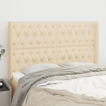 vidaXL Testiera ad Orecchio Crema 163x16x118/128 cm in Tessuto