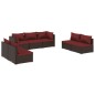 Set Divani da Giardino 7 pz con Cuscini in Polyrattan Marrone Set Divani da Giardino 7 pz con Cuscini in Polyrattan Marrone