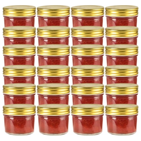 Vaso per Marmellata in Vetro Coperchio Oro 24 pz 110 ml
