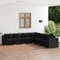 Set Divani da Giardino 7 pz con Cuscini in Polyrattan Nero Set Divani da Giardino 7 pz con Cuscini in Polyrattan Nero