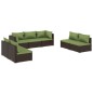 Set Divani da Giardino 7 pz con Cuscini in Polyrattan Marrone Set Divani da Giardino 7 pz con Cuscini in Polyrattan Marrone