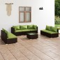 Set Divani da Giardino 8 pz con Cuscini in Polyrattan Marrone Set Divani da Giardino 8 pz con Cuscini in Polyrattan Marrone