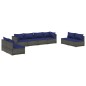 Set Divani da Giardino 8 pz con Cuscini in Polyrattan Grigio Set Divani da Giardino 8 pz con Cuscini in Polyrattan Grigio
