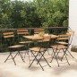 Sedie Pieghevoli da Bistrò 6 pz Legno Massello Teak e Acciaio Sedie Pieghevoli da Bistrò 6 pz Legno Massello Teak e Acciaio