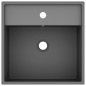 Lavabo Troppopieno Quadrato Grigio Scuro Opaco 41x41cm Ceramica