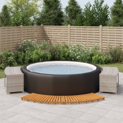 vidaXL Bordo per Spa Grigio in Polyrattan e Legno Massello di Acacia 