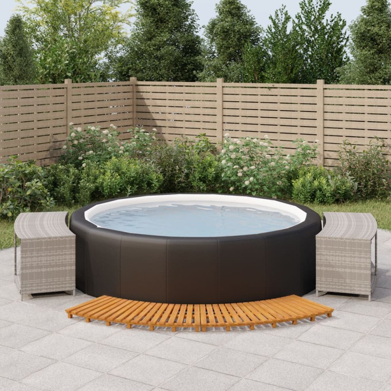 vidaXL Bordo per Spa Grigio in Polyrattan e Legno Massello di Acacia 