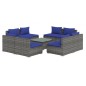 Set Divani da Giardino 9 pz con Cuscini in Polyrattan Grigio Set Divani da Giardino 9 pz con Cuscini in Polyrattan Grigio