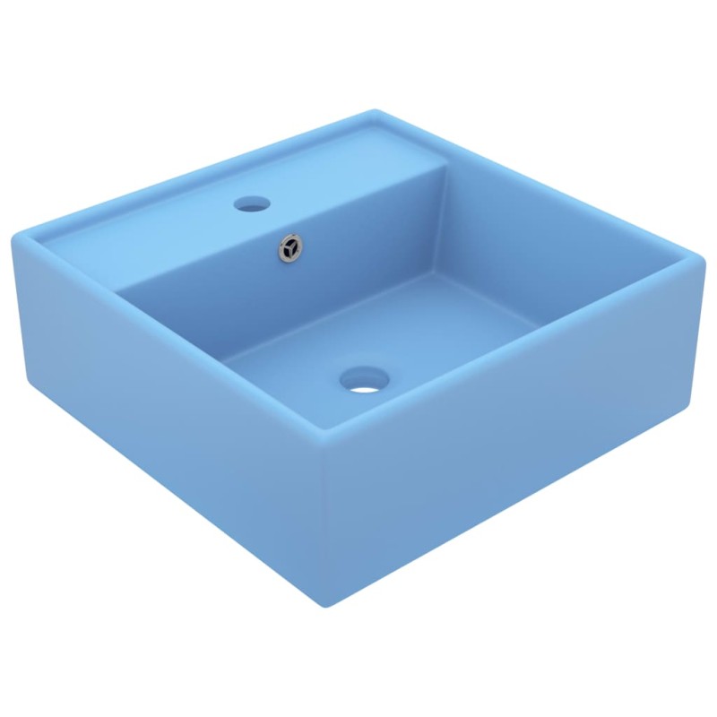 Lavabo Troppopieno Cubico Azzurro Opaco 41x41cm Ceramica Lavabo Troppopieno Cubico Azzurro Opaco 41x41cm Ceramica