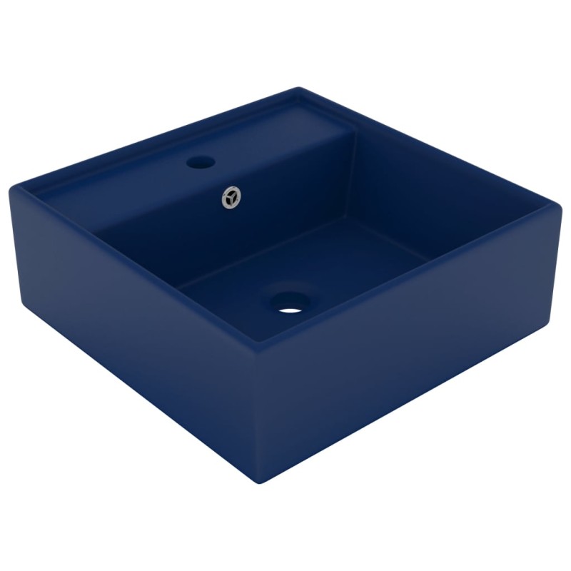 Lavabo Troppopieno Quadrato Blu Scuro Opaco 41x41cm Ceramica Lavabo Troppopieno Quadrato Blu Scuro Opaco 41x41cm Ceramica