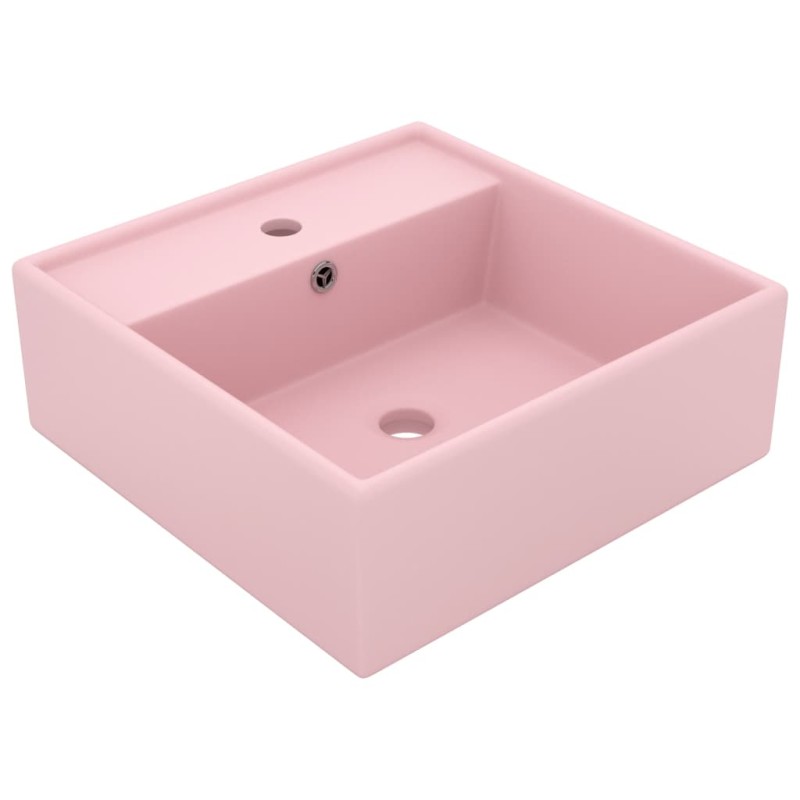 vidaXL Lavabo Troppopieno Quadrato Rosa Opaco 41x41cm Ceramica vidaXL Lavabo Troppopieno Quadrato Rosa Opaco 41x41cm Ceramica