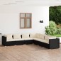 Set Salotto da Giardino 7 pz con Cuscini in Polyrattan Nero Set Salotto da Giardino 7 pz con Cuscini in Polyrattan Nero