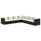 Set Salotto da Giardino 7 pz con Cuscini in Polyrattan Nero Set Salotto da Giardino 7 pz con Cuscini in Polyrattan Nero