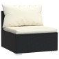 Set Salotto da Giardino 7 pz con Cuscini in Polyrattan Nero Set Salotto da Giardino 7 pz con Cuscini in Polyrattan Nero