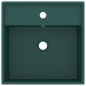 vidaXL Lavabo con Troppopieno Quadrato Verde Opaco 41x41 cm Ceramica