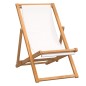 Sedia a Sdraio in Legno di Teak 56x105x96 cm Crema Sedia a Sdraio in Legno di Teak 56x105x96 cm Crema
