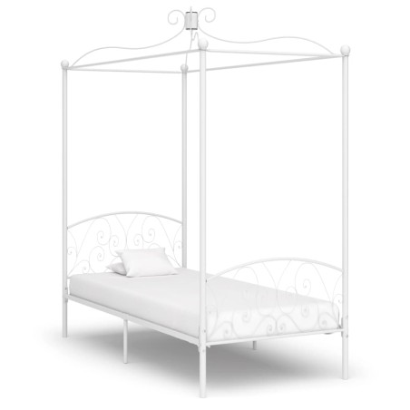 Letto a Baldacchino Bianco in Metallo 100x200 cm