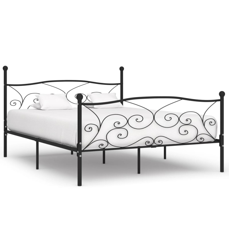 vidaXL Giroletto con Doghe Nero in Metallo 180x200 cm vidaXL Giroletto con Doghe Nero in Metallo 180x200 cm