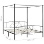 Letto a Baldacchino Grigio in Metallo 180x200 cm Letto a Baldacchino Grigio in Metallo 180x200 cm